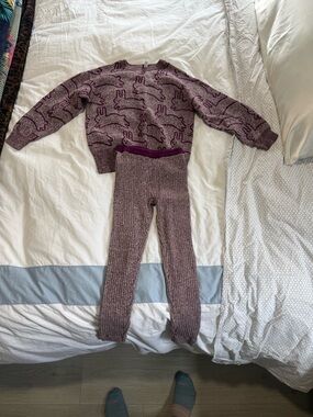 Tea Collection Purple and Marled White Knit Pullover